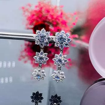 Diwenfu 100% стерлингового серебра S925, серьги-капли с подсолнечником, бриллиантами и сапфирами, геометрические серьги Bizuteria с драгоценными камнями, женские серьги Orecchini белый
