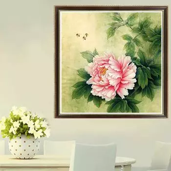 Diy 5d Алмазная картина Пион Цветы Вышивка крестом Полный круглый Алмазная мозаика Наборы Алмазная вышивка 30x30CM
