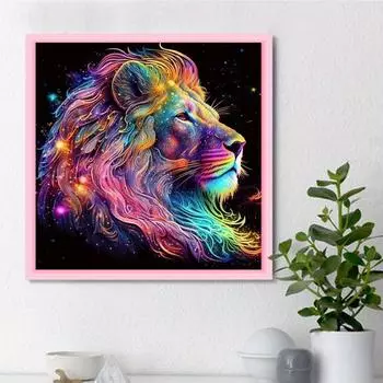 DIY Алмазная картина Могучий Лев Набор для вышивки крестом Мозаика Искусство Алмазная картина Полный круг/Квадратный алмаз Украшение дома Round 25x25cm