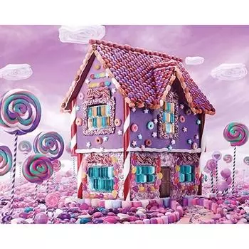 DIY Алмазная вышивка Конфетный дом Полный круглый алмазная живопись Мозаика Домашний декор 20X30CM