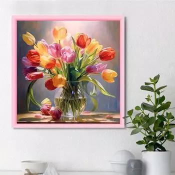 DIY алмазная живопись цветы и вазы набор для вышивки крестом мозаика искусство алмазная живопись полный круг/квадратный алмаз украшение дома Round 25x25cm