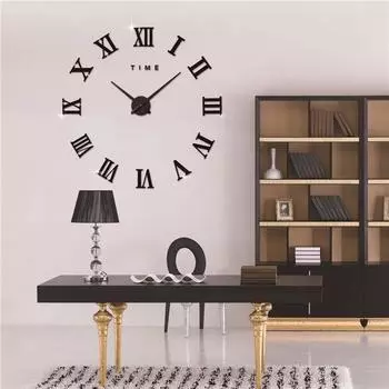 DIY Большие Зеркальные Настенные Часы Роскошные Поверхности Декор Настенные Часы Для Ресторана Бара красный