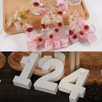 DIY большой держатель формы для цифры для эпоксидной смолы цемента гипсовый подсвечник X3UC