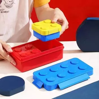 DIY Building Block Ланч-бокс Модульные строительные блоки для детей Студенческий строительный блок Bento Контейнер для хранения еды Посуда синий