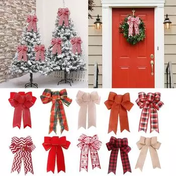 Diy Christmas Bows for Tree Christmas Party Christmas Garland Bow Decoration Suitable for Supermarket Showroom Home Decoration 24x19cm