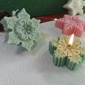 Diy Christmas Snowflake Candle Silicone Mold Handmade Soap Plaster Craft Resin Making Tools for Home Decoration Holiday Gifts