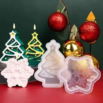 Diy Christmas Snowflake Candle Silicone Mold Handmade Soap Plaster Craft Resin Making Tools for Home Decoration Holiday Gifts