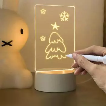 DIY Доска для почерка Ночной Светильник 3D Ночной Светильник Акриловая Стираемая Подсветка Доска Для Объявлений Украшение Дома Настольный Орнамент