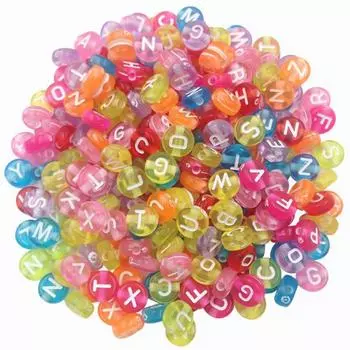 DIY for Letter Square beads Jewelry Making Acrylic Accessories 100PCS Mixed Color Flat bead Accessories 6