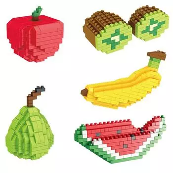 DIY фрукты мини-строительные блоки яблоко банан вишня 3D модель украшения дома детские развивающие игрушки в сборе подарки для мальчиков и девочек