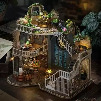 DIY Handmade 3D Puzzle Сборка Magic Building Модель Дом Комплект Мини Игрушки, Украшение Домашней Спальни с Мебелью Деревянной P522
