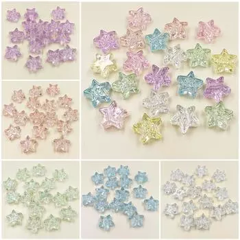 DIY Material 10Pcs Pendant Creative Acrylic Star Pentagram Beads Charms UV Plated 20mm Bracelet Necklace Jewelry Accessories Transparent Accessories белый