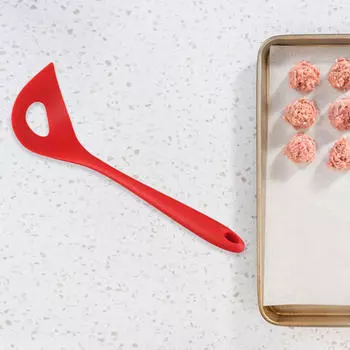 DIY Meatball Press Tool for Kitchen, Silicone Spoon Making Meatballs Translucent Red