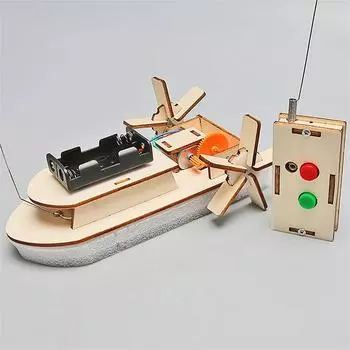 DIY Модель лодки Научные игрушки для детей STEM Электрический образовательный обучающий комплект 3D Сборка деревянной лодки Игрушка научный эксперимент комплект
