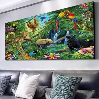 DIY наборы алмазной живописи животный мир лес 5D большой размер алмазная вышивка животное вышивка крестиком гостиная искусство домашний декор 30x60CM