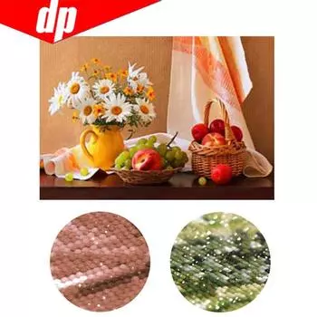 DIY птицы «ромашки и фрукты» картина круглая Алмазная вышивка со стразами ремесленная вышивка крестом 20X30