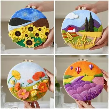 DIY ремесла игольная нить набор для вышивки крестом шерсть набор для вышивания пяльцы иглопробивной