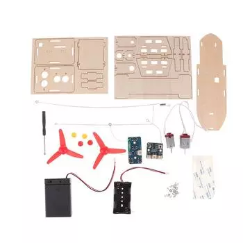 Diy Remote Control Wind Ship Model Wooden Assembling Boat Science Experiment Kit Toy