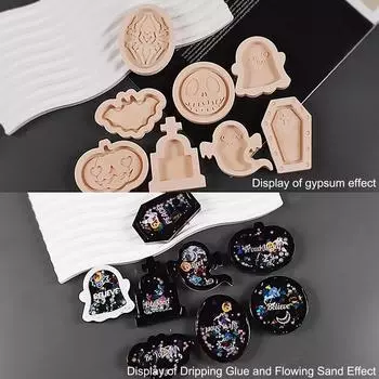 DIY Resin Casting Mold 4Pcs/set Halloween Skulls Quicksand Shaker Silicone Mold Tombstone Soft Coffin Mold Flexible Craft Mold