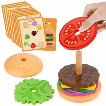 DIY ролевые игры игрушки моделирование гамбургер сэндвич форма сочетание цветов головоломка еда игровой домик игрушки раннего образования для детей