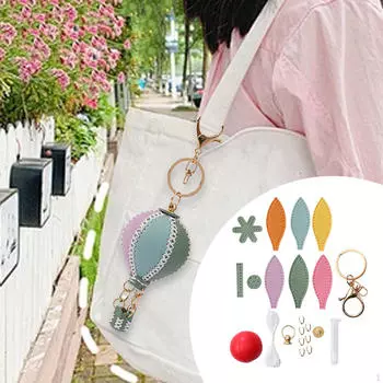 DIY Sewing Keychain Kit Bag Charm Making Party Favors Cute Keyring Colorful Air Balloon Pendant Multicolor