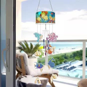DIY Wind Chime Windchime Патио Крыльцо Снаружи Двор Дома Сад Синий Мультфильм Море
