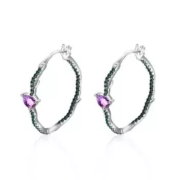 Дизайнерские серьги премиум-класса Thorn Buds из стерлингового серебра S925, инкрустированные натуральным красочным аметистом. 925 silver