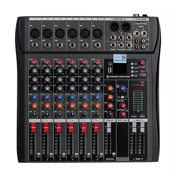 DJ Sound Controller Интерфейс W USB Drive Компьютерная запись 6-канальный студийный аудиомикшер Микрофон 48 В Вход питания RCA O DX6 / -XLR Jack, питание, /