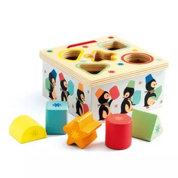 DJECO Geo Pingy Shaped Puzzle Building Blocks Деревянная игрушка Детская развивающая игрушка Подарок Монтессори 1 годик Рождество (DJ06409)