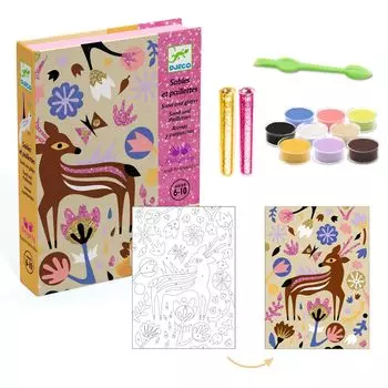 DJECO Sand Glitter Wonderland Sand Art Sand Sand Sand Painting Простой образовательный подарок на 6 лет Стильное искусство от Woodland Wonderland & Set, Painting, Kit,