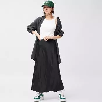 Длинная атласная юбка Gu 09 BLACK/S