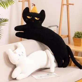 Длинная подушка Coco Cat, плюшевая игрушка, кукла-котенок, тряпичная кукла, белая спящая кошка, подарок 80cm