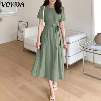 Длинное платье VONDA со шнуровкой и талией