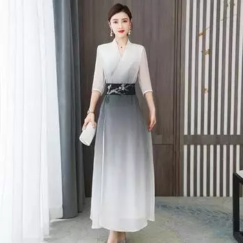 Длинное платье в китайском стиле Hanfu Cheongsam