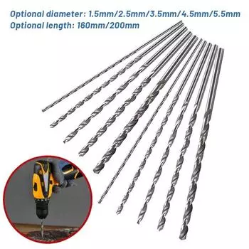 Длинное сверло HSS с прямым хвостовиком, улучшенная точность Dia:1.5mm L:160mm