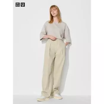 Длинные джинсовые брюки Uniqlo Japan Tuck 31 BEIGE/21
