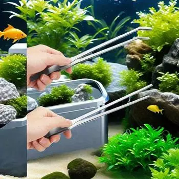 Длинные пинцеты для аквариума, 2 шт., прямые и изогнутые пинцеты из нержавеющей стали, щипцы для кормления рептилий, террариумная кормушка для акваскейпа для ящериц, резервуар для драконов и змей