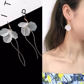 Длинные серьги с бахромой Eternal Petal, модные простые серьги с белым цветком