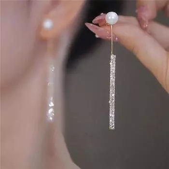 Длинные серьги с кисточками и жемчугом для женщин, роскошные серьги-подвески со стразами золотого цвета, ювелирные изделия для свадебной вечеринки, подарок