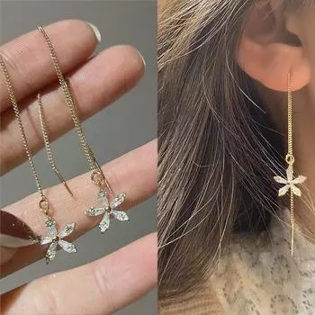 Длинные серьги с кисточкой и цирконием, модные женские темпераментные серьги с геометрическим рисунком для девочек, ювелирные изделия, подарки на вечеринку 1