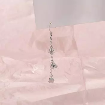 Длинные серьги в виде ландыша Mori Sweet Super Fairy Flower Ear Hook Retro Court Tulip Fringed Earrings Female copper