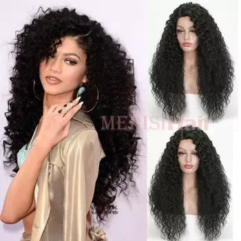 Длинный черный парик, вьющиеся волосы, парики для женщин wig & wig cap
