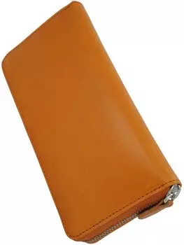 Длинный кошелек Camel F, кожаный кошелек Tochigi, натуральная воловья кожа, дубленая кожа, двойная круглая молния, большая вместимость, кошелек для монет YKK, большой размер для карт
