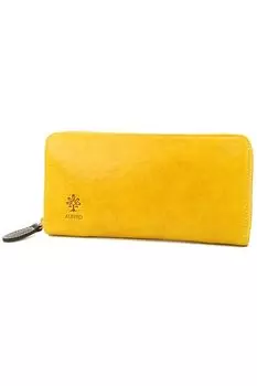 Длинный кошелек из натуральной кожи с круглой молнией Clown 6409 Желтый [Albero] Женский AL-6409-42