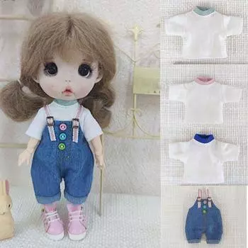 Для 1/11 OB11Dolls для куклы Obitsu11 Джинсовые брюки Футболка Костюмы Кукольная одежда Модные комбинезоны