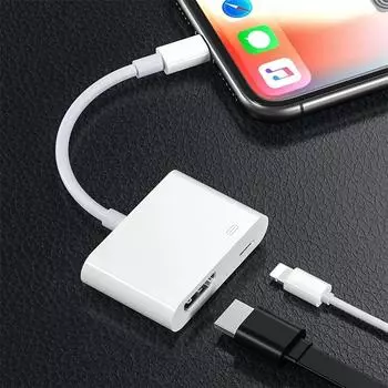 Для 8-контактного цифрового AV-адаптера HDTV 1080P HDMI Sync Screen Digital Audio AV Converter для HDTV Projector Monitor iPhone 14 13 белый