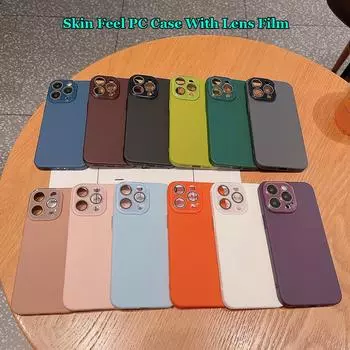 Для Apple iPhone 14 13 Pro Max полное покрытие, прочный жесткий чехол для ПК с защитой от отпечатков пальцев и пленкой для объектива, защитная задняя крышка For iPhone 13 чёрный