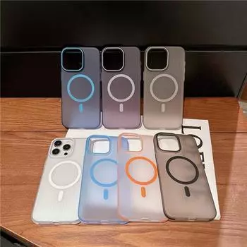 Для Apple iPhone 16 15 14 13 12 11 Plus Pro Max гофрированный прозрачный цветной магнитный противоскользящий чехол для задней панели из ПК с защитой от отпечатков пальцев For iPhone 11 серый