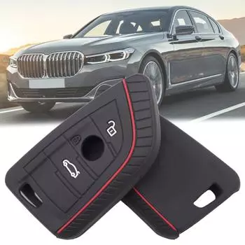 Для BMW 1 2 3 4 5 6 7 X1 X2 2014 2015 2016 2017 2018 2019 силиконовый чехол для ключей с 3 кнопками, держатель, защитный чехол, автомобильные аксессуары чёрный