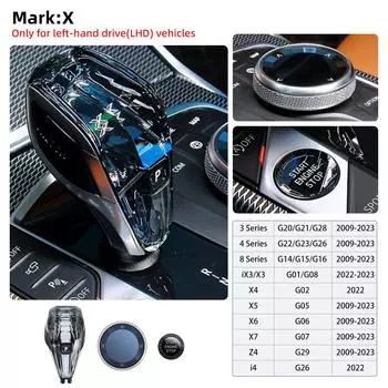 Для BMW 1 2 3 4 5 6 7 серии X5 F15 G30 G38 Z4 G29 X3 F25 F12 хрустальная ручка переключения передач, набор из 4 предметов, ручка рычага переключения передач, головка рычага переключения передач